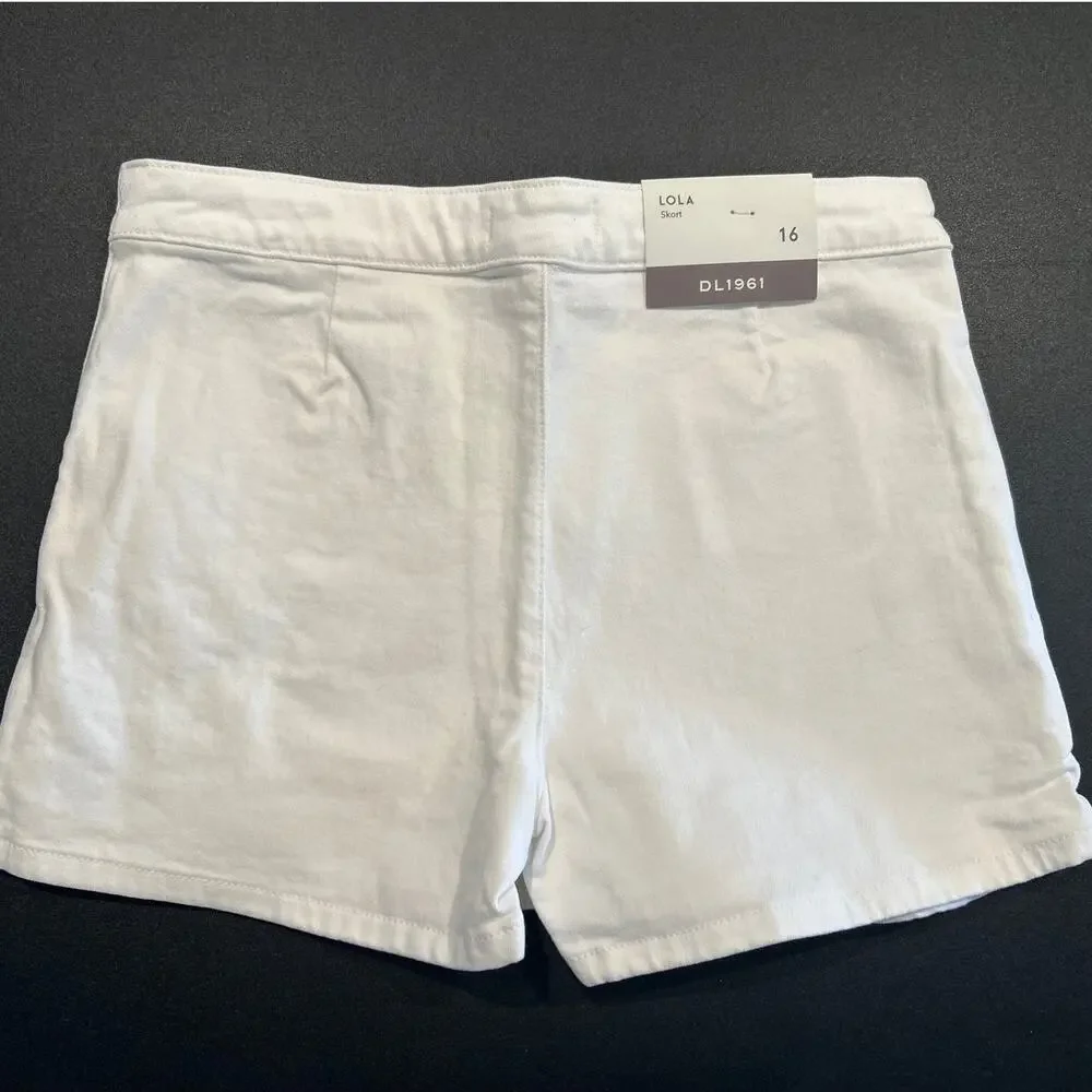 NWT DL1961 Lola Stretch Denim Skort, White Rose, Girls Size 16
